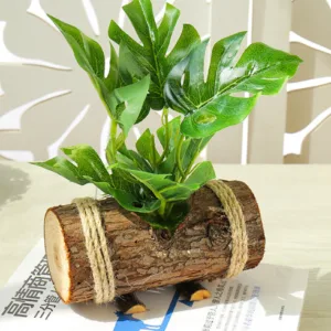 Fleur de Monstera dans un pot en bois 14x14 cm